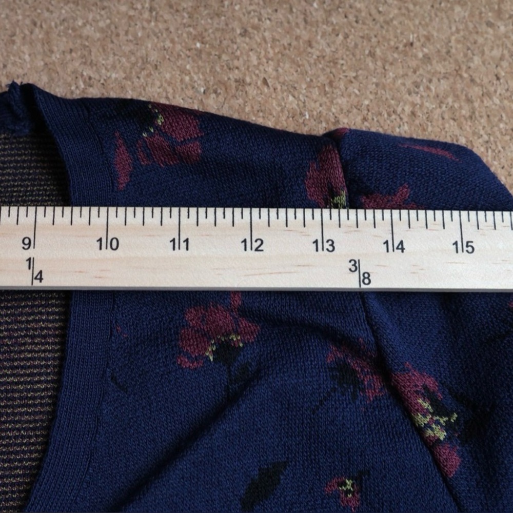 Zara Floral Knit Cropped Cardigan V Neck Button Front Colorful Chic Blue Small - Picture 14 of 15